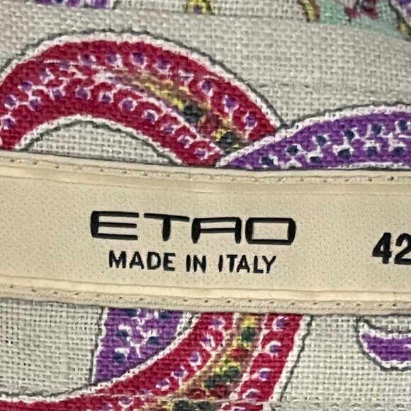 Etro Women's 100% Linen Paisley Button-Up Shirt - Made in Italy (Size 42) - Picture 2 of 4
